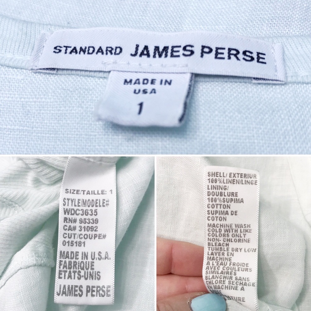 james perse | mint green contrast rib slub knit panel linen top s - Picture 8 of 8